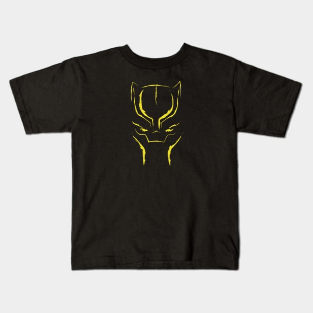 Black Panther Mask: Gold Kids T-Shirt by StephenMakesStuff